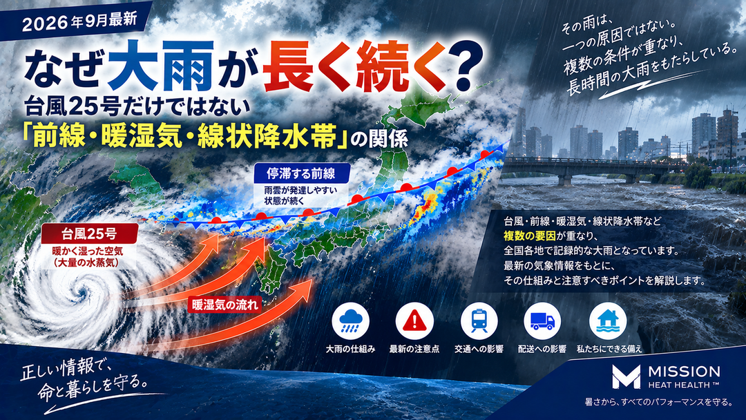 【2026年9月最新】なぜ大雨が長く続く？台風25号だけではない「前線・暖湿気・線状降水帯」の関係