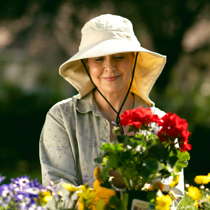 サンディフェンダー - 汗をかいてもサラッとドライ、運動後の汗冷えを防ぐ首元も紫外線から守る吸汗速乾バケットハット